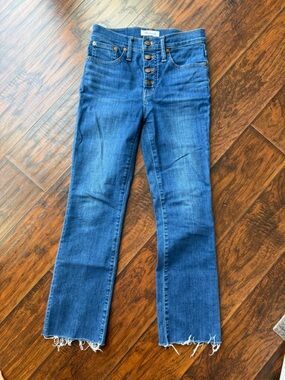 Madewell Medium Blue High-Rise Flare Jeans with Button Fly